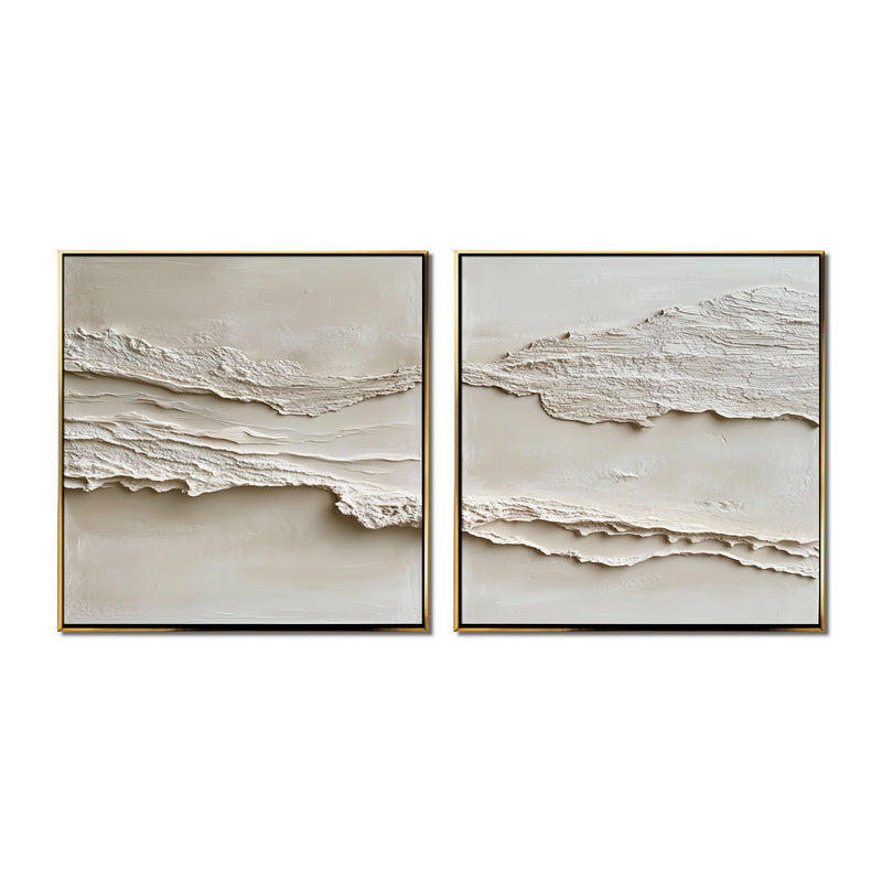 Textured Dual Canvas Art - Minimalist Abstract Oil Painting for Modern ...