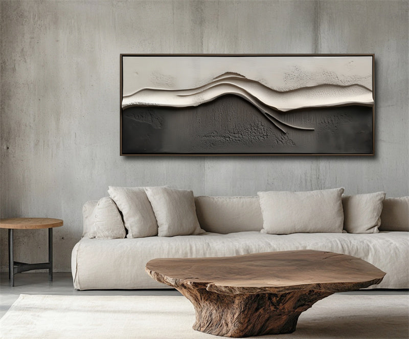 Serene Horizons-Modern Textured Abstract Landscape Painting for Living Room or Office Decor