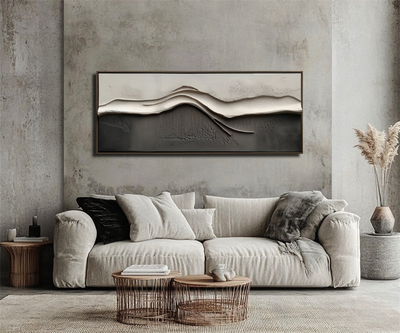 Serene Horizons-Modern Textured Abstract Landscape Painting for Living Room or Office Decor