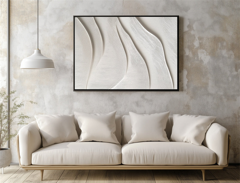 Textured Beige Abstract Art with Curved Lines - Minimalist Modern Wall Decor