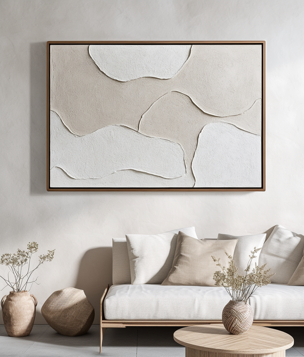 Tidal Harmony - Wabi - Sabi 3D Textured Abstract Wall Art - Minimalist Textured Decorative Painting for Home Decor