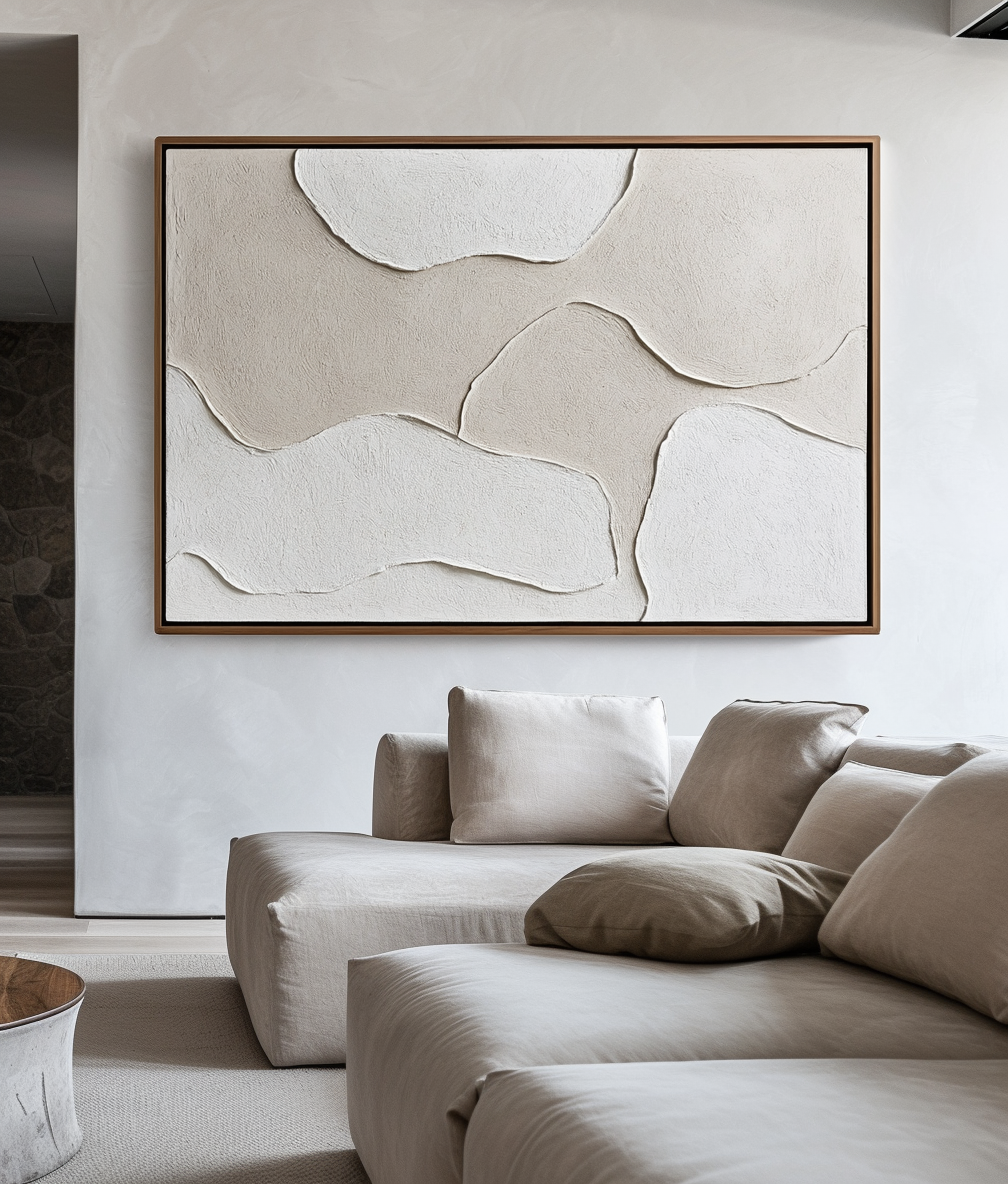Tidal Harmony - Wabi - Sabi 3D Textured Abstract Wall Art - Minimalist Textured Decorative Painting for Home Decor