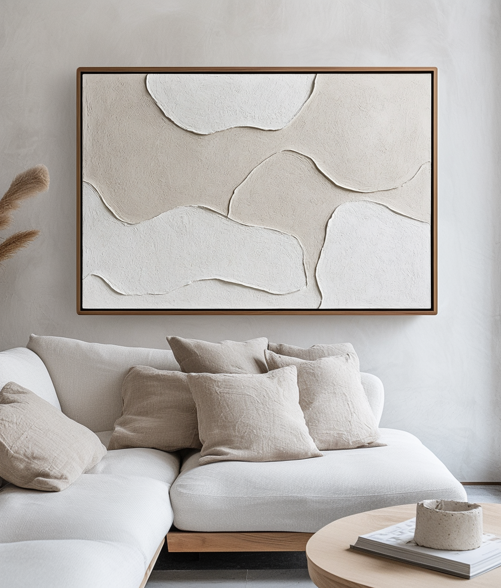Tidal Harmony - Wabi - Sabi 3D Textured Abstract Wall Art - Minimalist Textured Decorative Painting for Home Decor