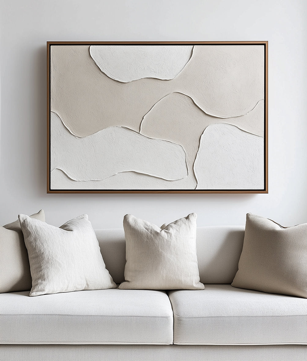 Tidal Harmony - Wabi - Sabi 3D Textured Abstract Wall Art - Minimalist Textured Decorative Painting for Home Decor