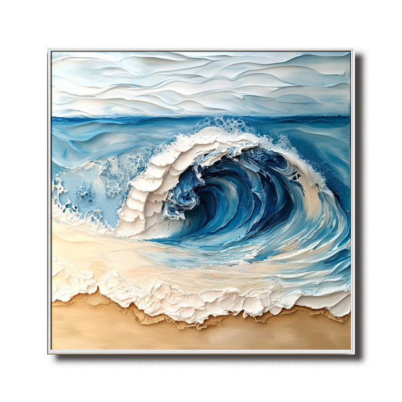 Ocean Surge-Textured Ocean Wave Oil Painting | Coastal Wall Art
