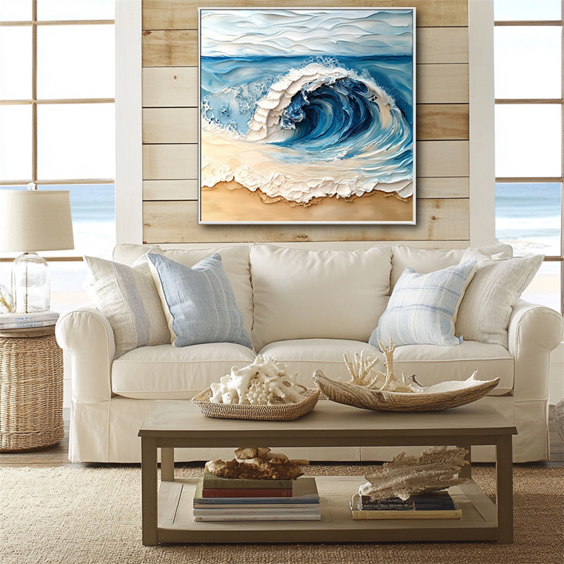 Ocean Surge-Textured Ocean Wave Oil Painting | Coastal Wall Art