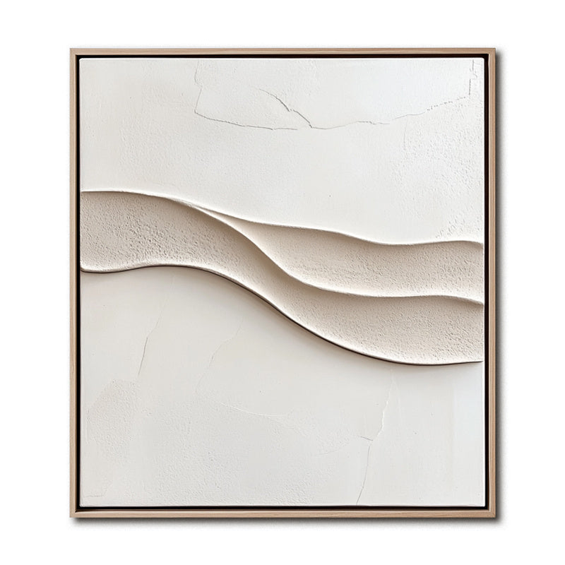 3D Textured Beige Wave Painting - Minimalist Abstract Wall Art, Elegant Decor for Modern Living Spaces