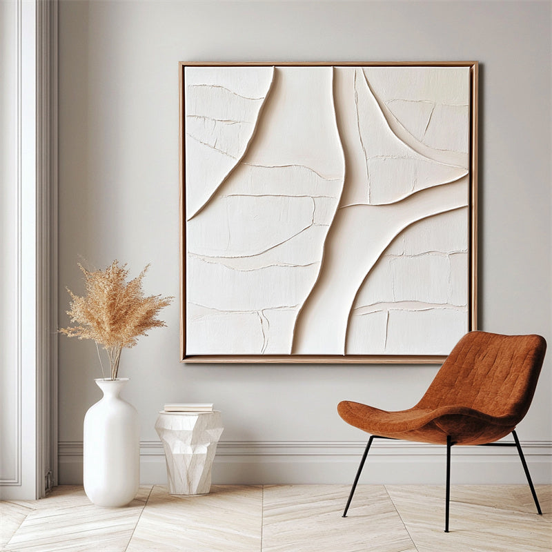 Wabi-Sabi Flow: Beige 3D Textured Abstract Wall Art - Minimalist Decor, Stylish Piece for Contemporary Homes