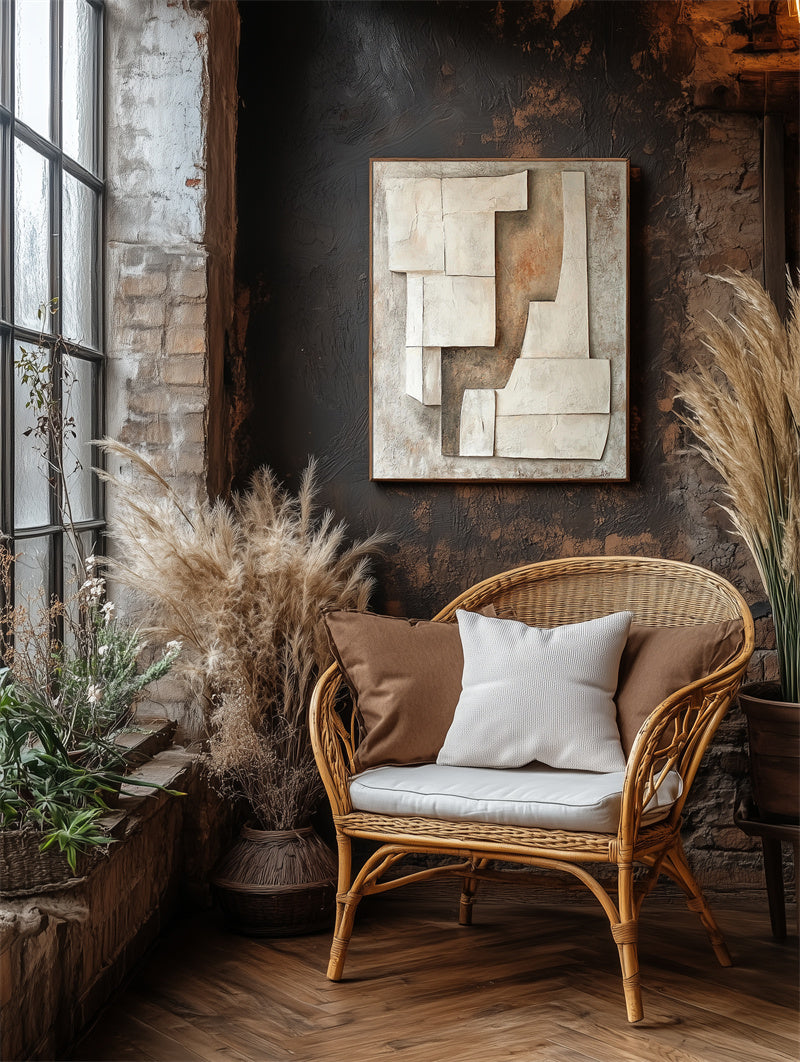 Earth Layers-Organic Handcrafted Wabi Sabi Art on Canvas for Modern Interiors