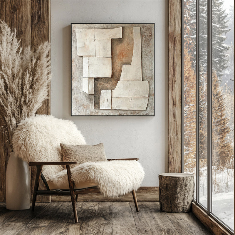 Earth Layers-Organic Handcrafted Wabi Sabi Art on Canvas for Modern Interiors
