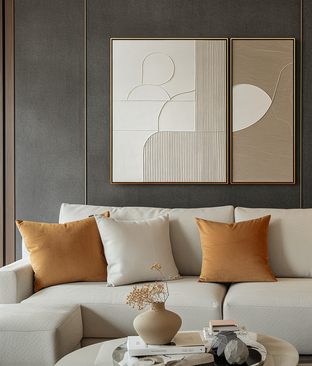 Linear Harmony - Wabi - Sabi 3D Textured Abstract Wall Art - Minimalist Home Decor