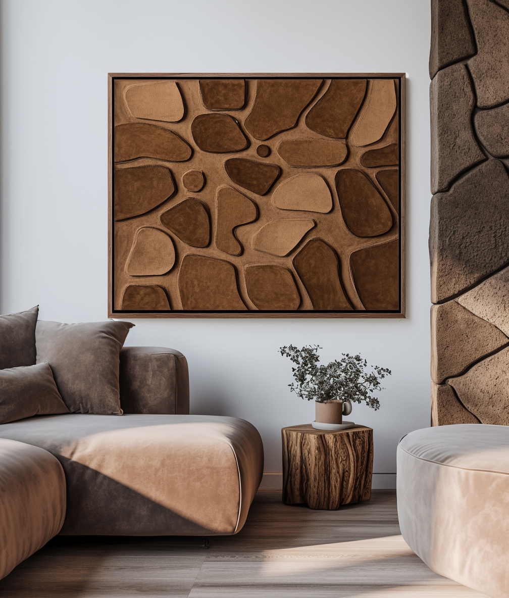 Organic Form – Modern Abstract Textured Wall Art: Warm Brown Organic Geometric Shapes for Contemporary Home Decor