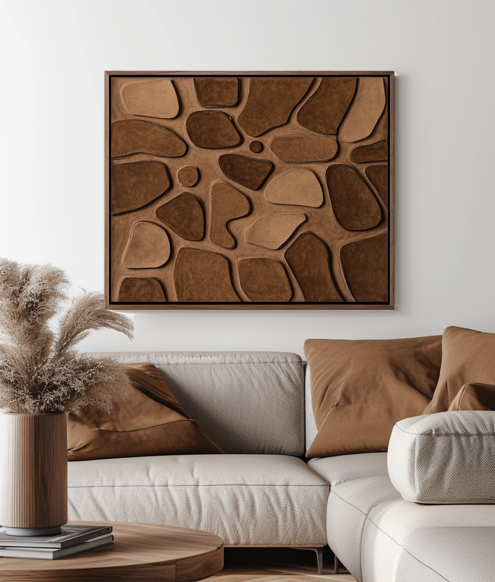Organic Form – Modern Abstract Textured Wall Art: Warm Brown Organic Geometric Shapes for Contemporary Home Decor