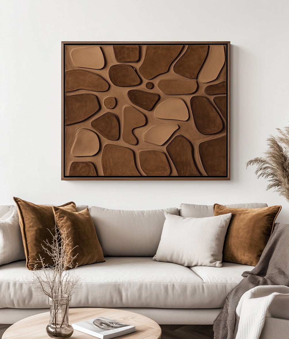 Organic Form – Modern Abstract Textured Wall Art: Warm Brown Organic Geometric Shapes for Contemporary Home Decor