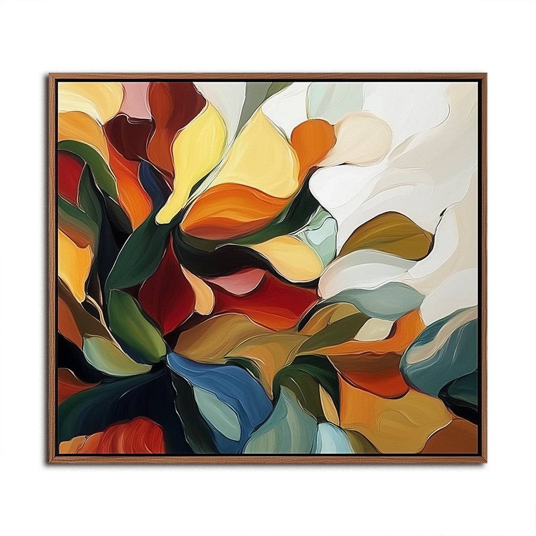 Colorful Abstract Floral Oil Painting - Vibrant Multicolor Wall Art, Modern Botanical Decor for Living Room & Bedroom