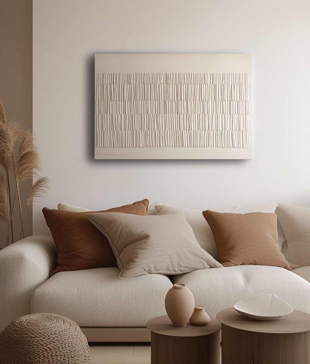 Linear Waves – Wabi-Sabi Inspired Handmade Wall Art - Modern 3D Abstract Home Decor
