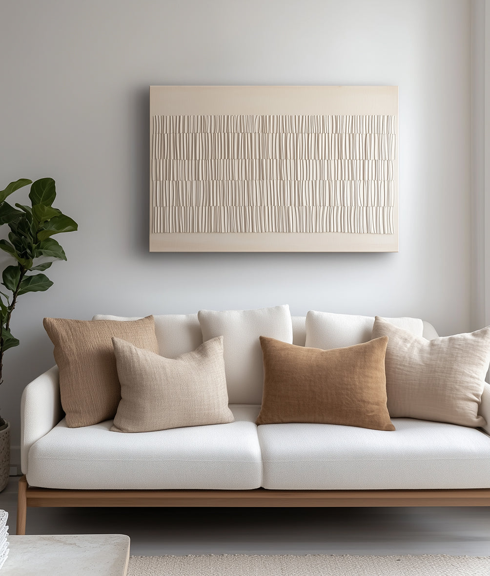 Linear Waves – Wabi-Sabi Inspired Handmade Wall Art - Modern 3D Abstract Home Decor