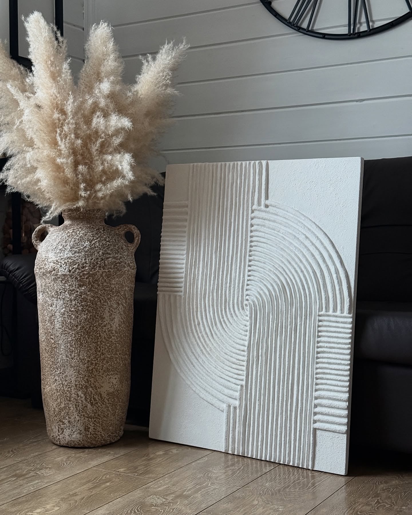 Echo of Silence-Minimalist White Wabi Sabi Abstract Art: Textured Line Painting for Home Office Decor