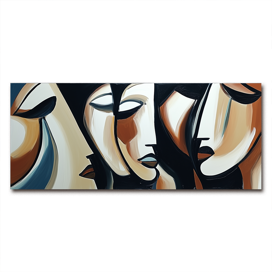 Echoes of Thought-Abstract Multi - Facial Wall Art: Earthy - Toned Modern Decor for Living Spaces