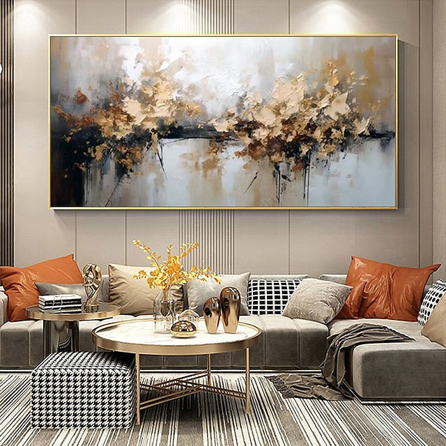 Golden Reverie-Hand-Painted Textured Abstract Gold Painting for Modern Home Decor