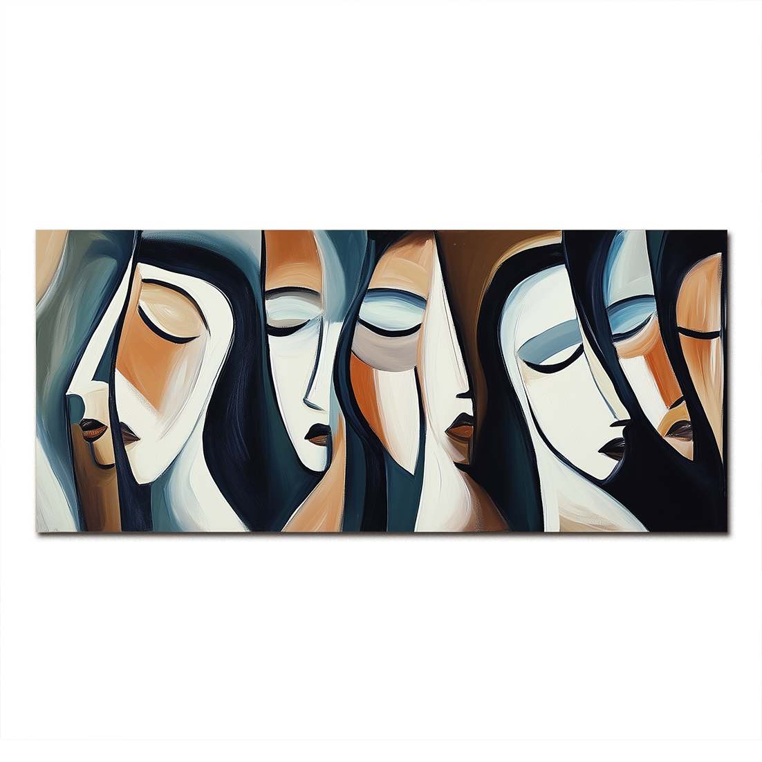 Harmonized Reflections-Abstract Multi - Facial Abstraction Wall Art: Neutral Earthy - Toned Modern Decor for Contemporary Spaces