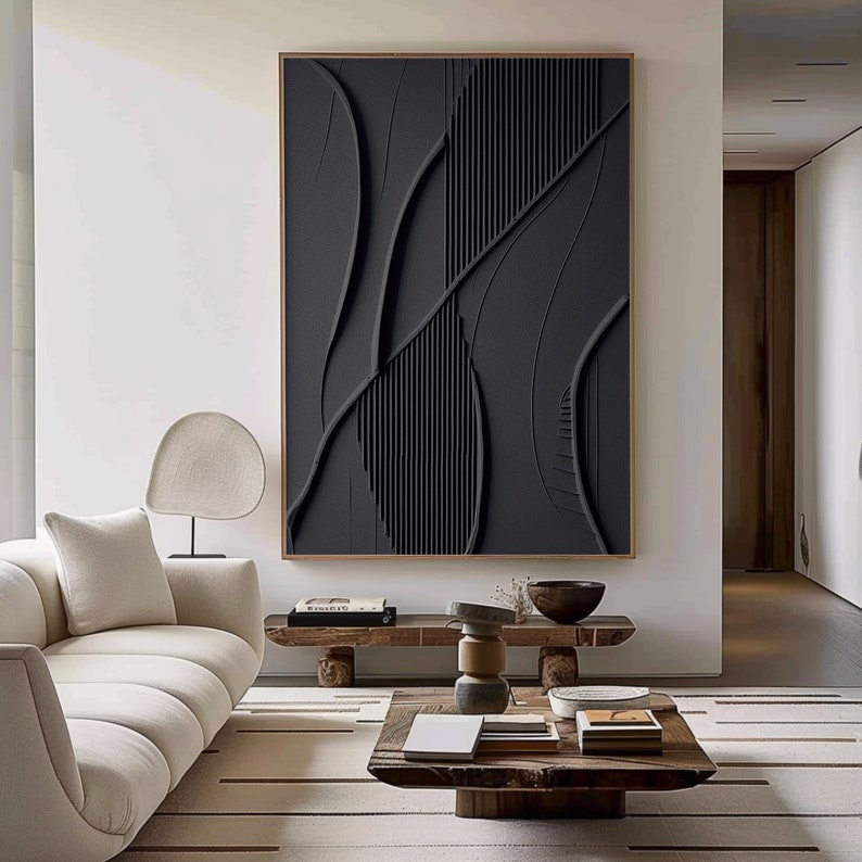 black 3d minimalist textured painting