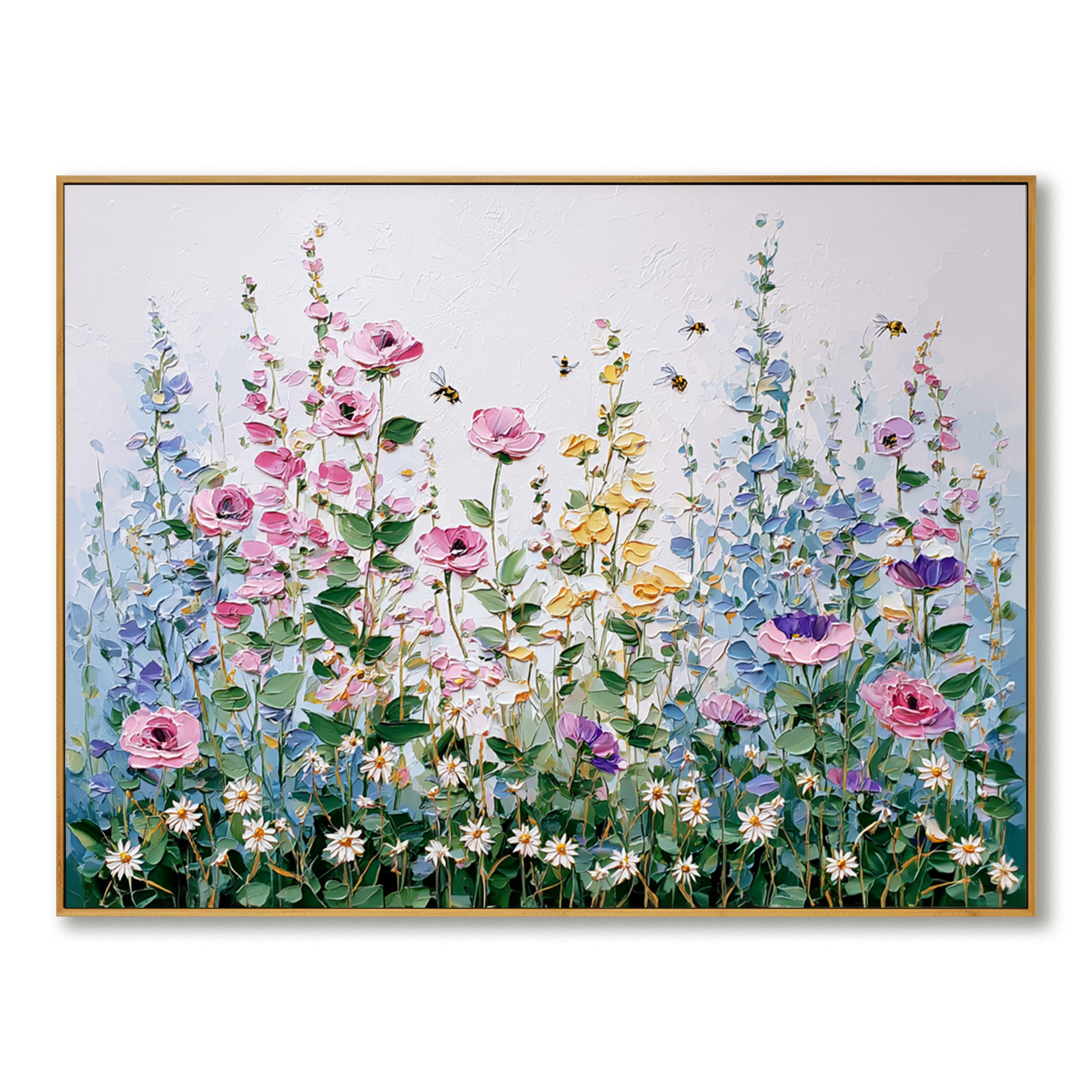 Blooming Meadow - Colorful Textured Floral Oil Painting
