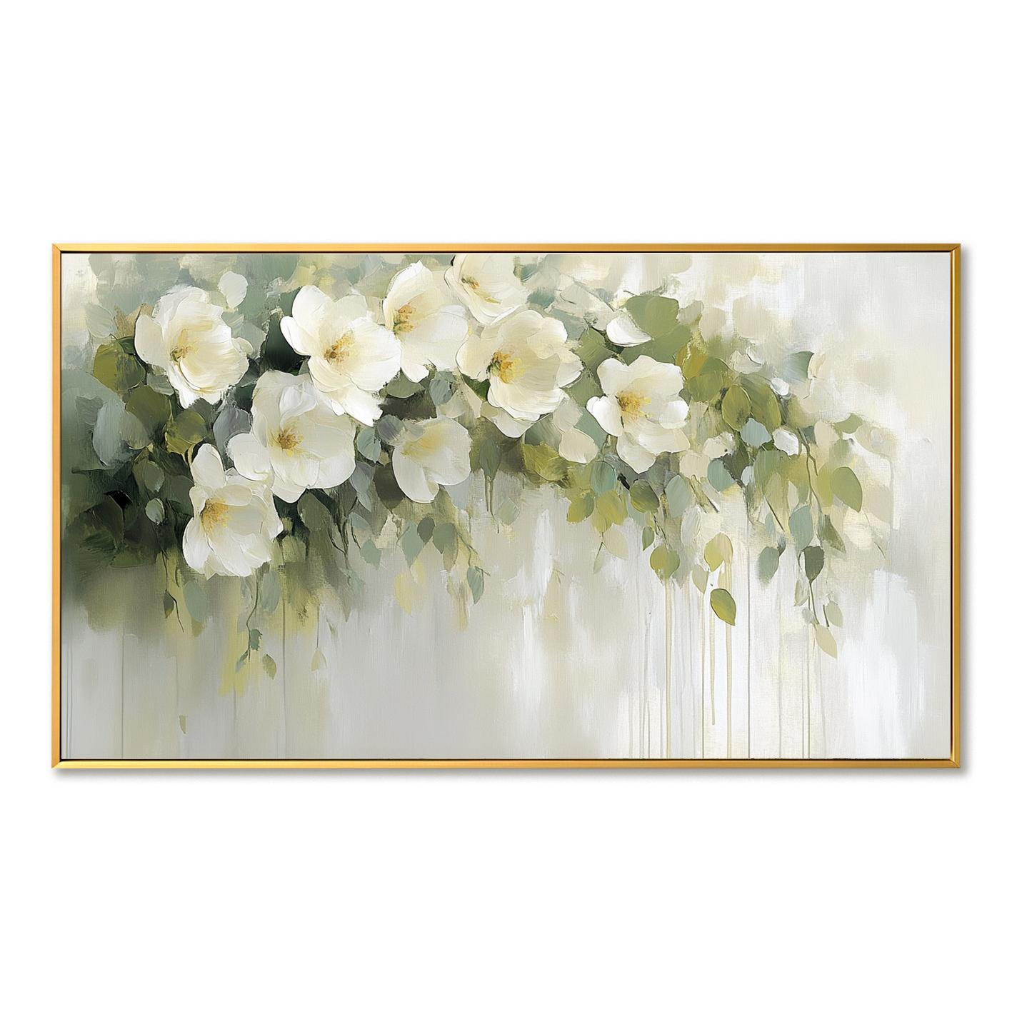 Gentle Bloom – Hand-Painted White Floral Canvas Art