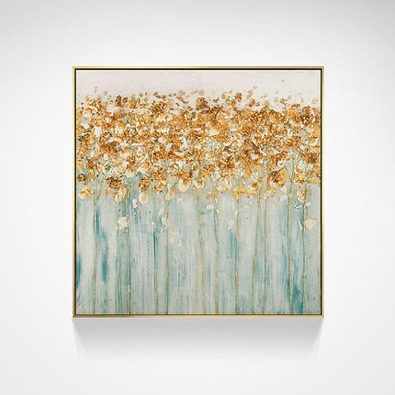 Golden Radiance-Abstract Oil Painting with Gold Leaf | Luxury Wall Art for Home Decor