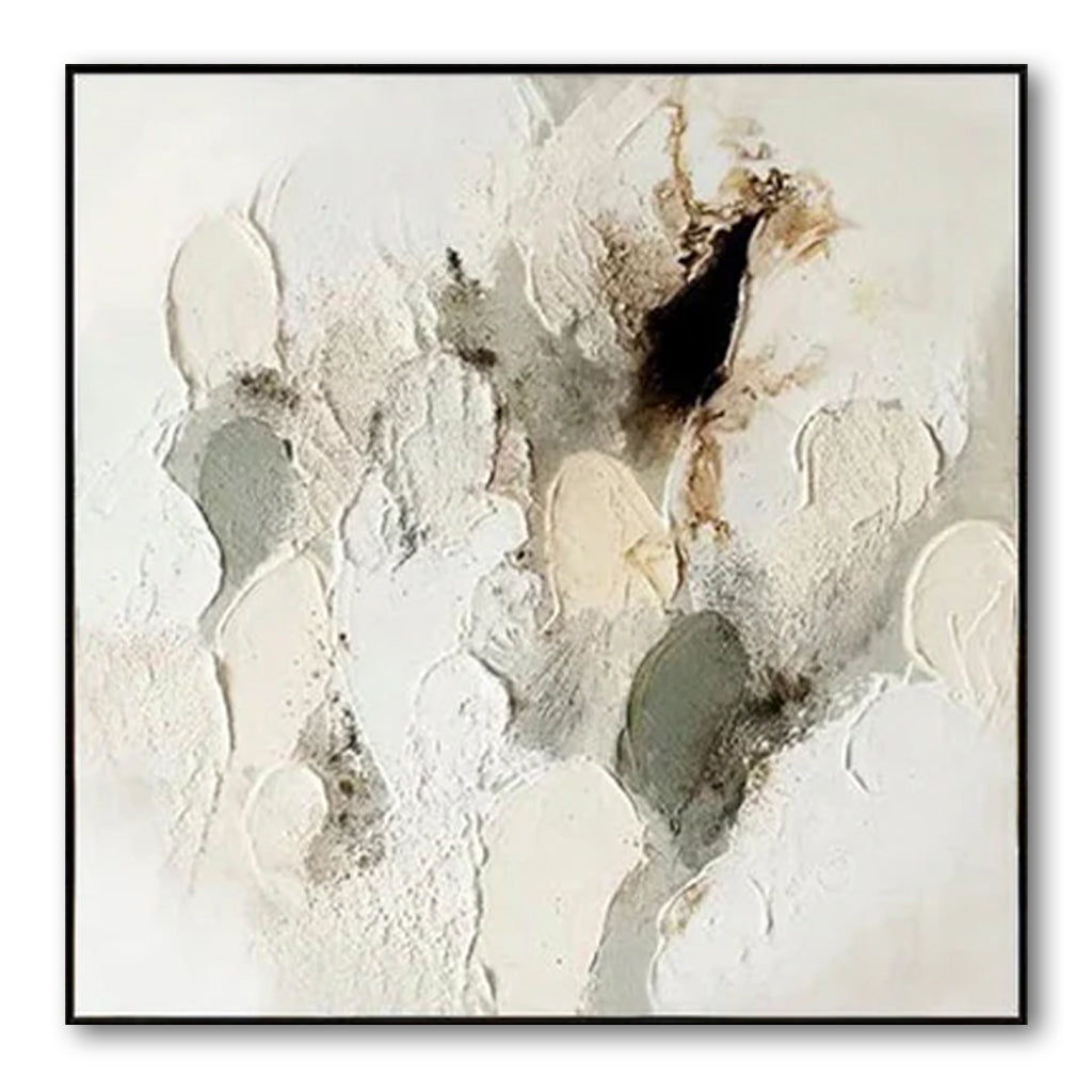 Ivory Sand-Neutral Abstract Textured Canvas Painting for Modern & Minimalist Interiors
