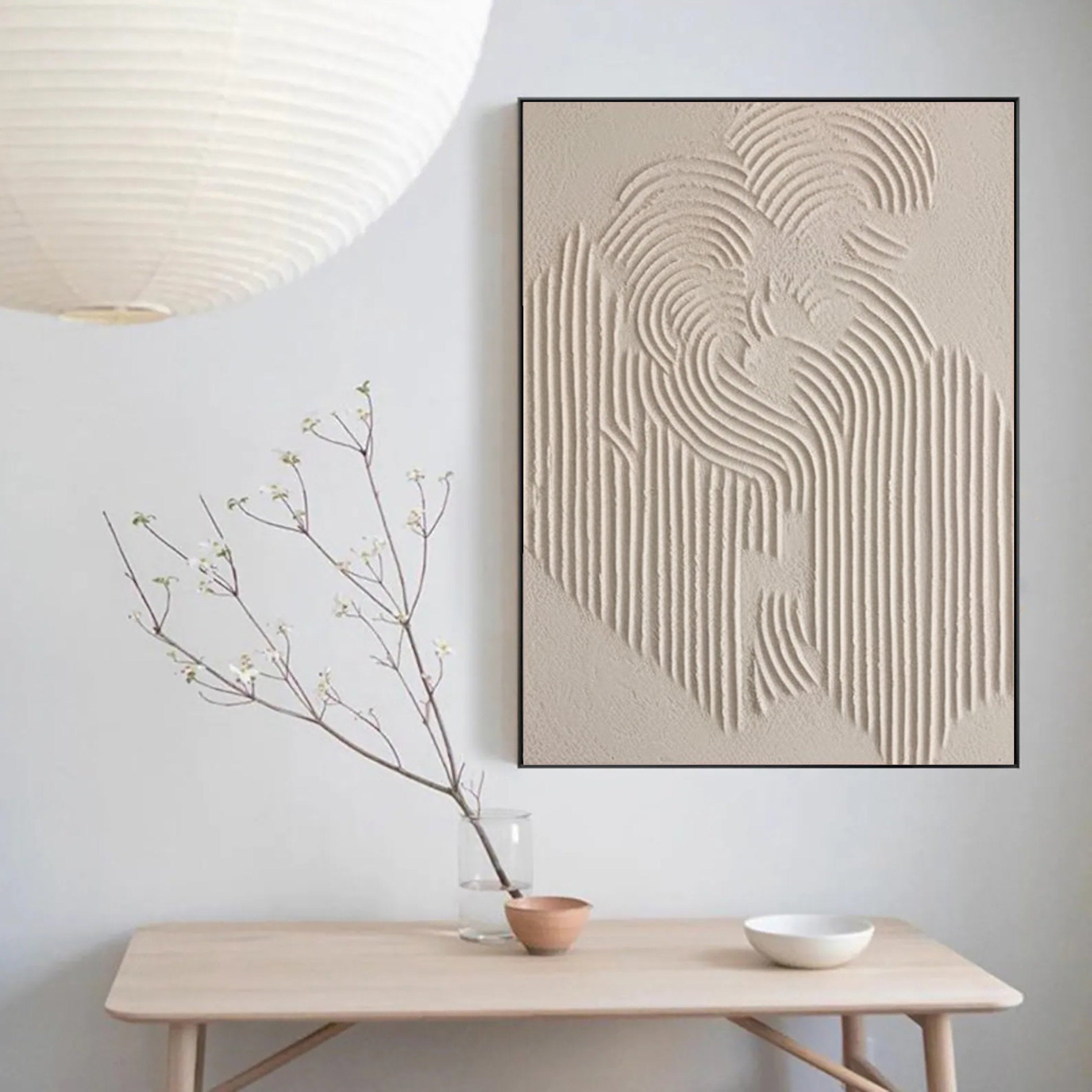 Minimalist White Relief Painting-Wabi Sabi Textured Abstract Wall Art for Modern Decor