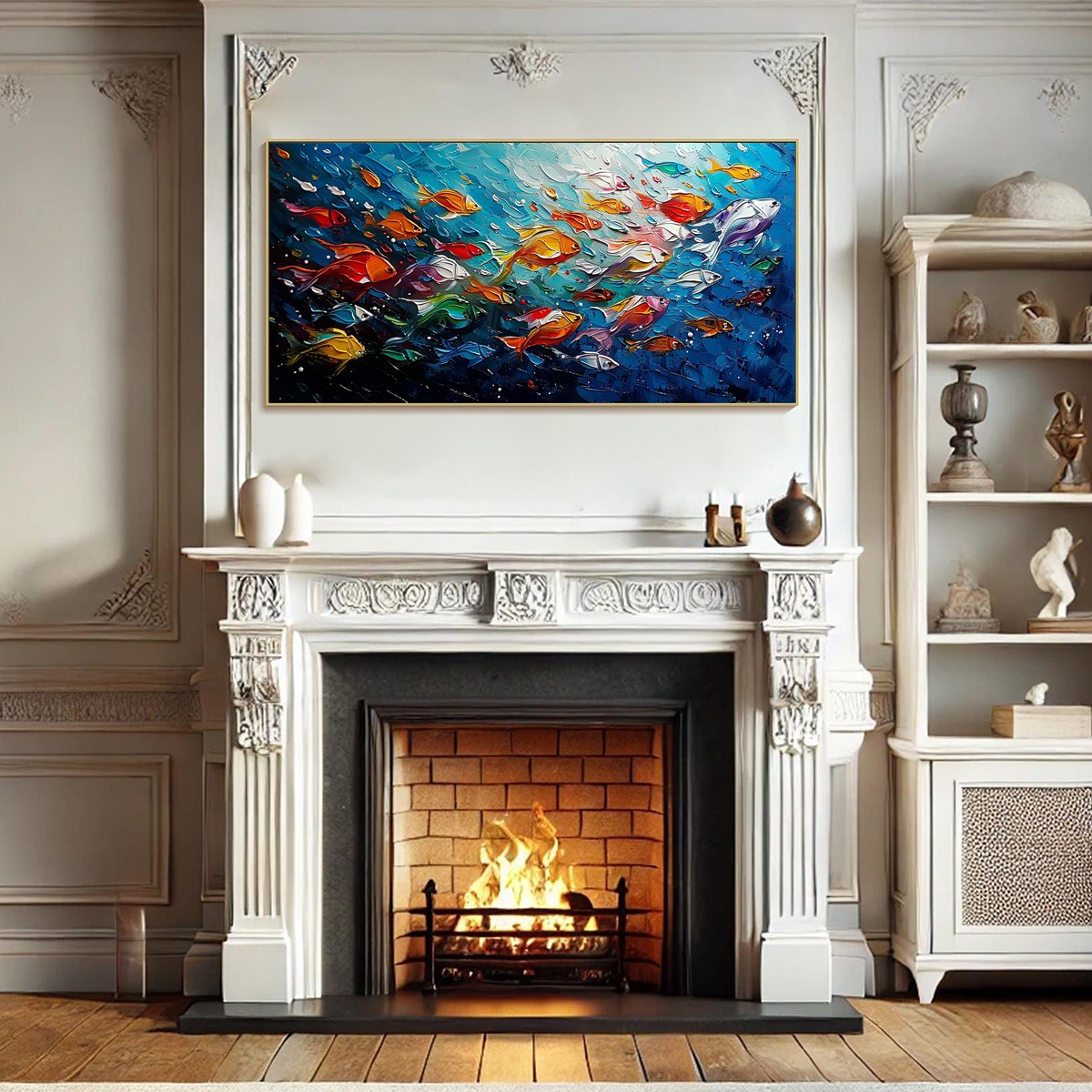 Ocean's Jewels – Colorful Fish Textured Abstract Painting
