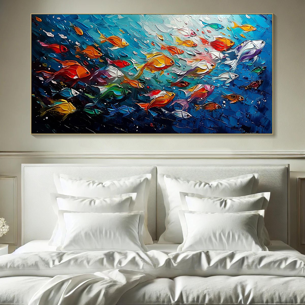 Ocean's Jewels – Colorful Fish Textured Abstract Painting