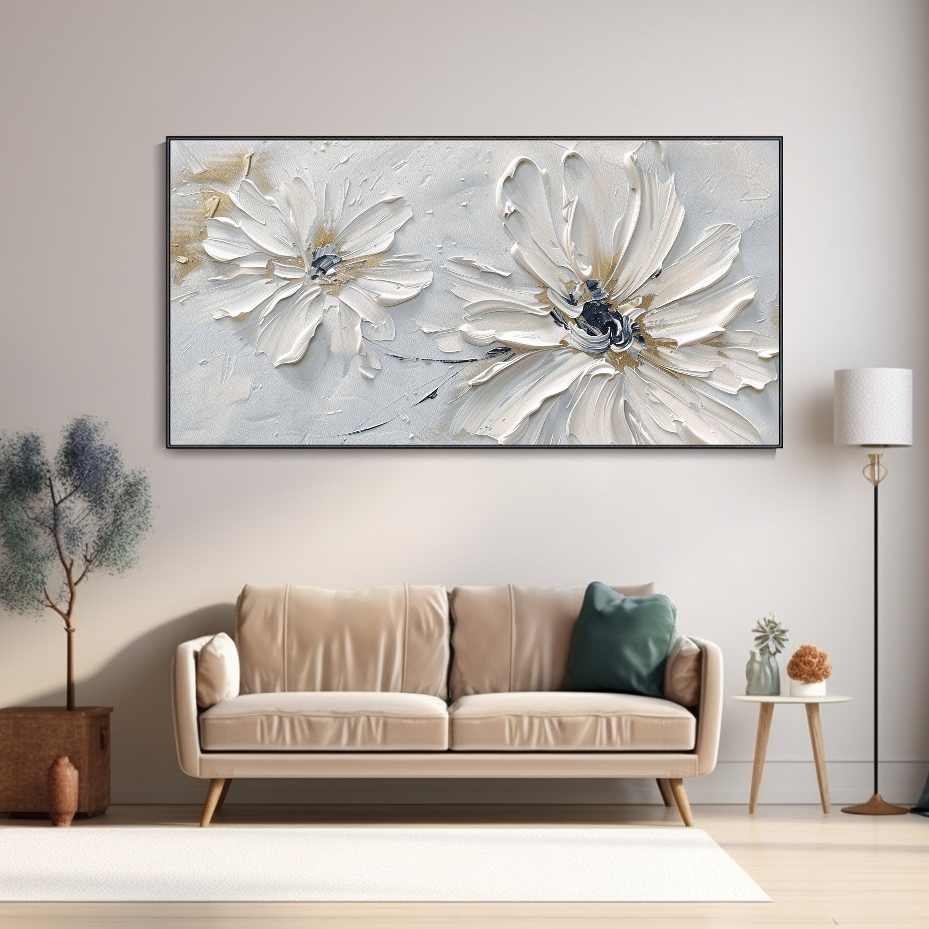 Petals in Whisper-Hand-painted 3D Floral Oil Painting, Contemporary Flower Art for Wall Decor