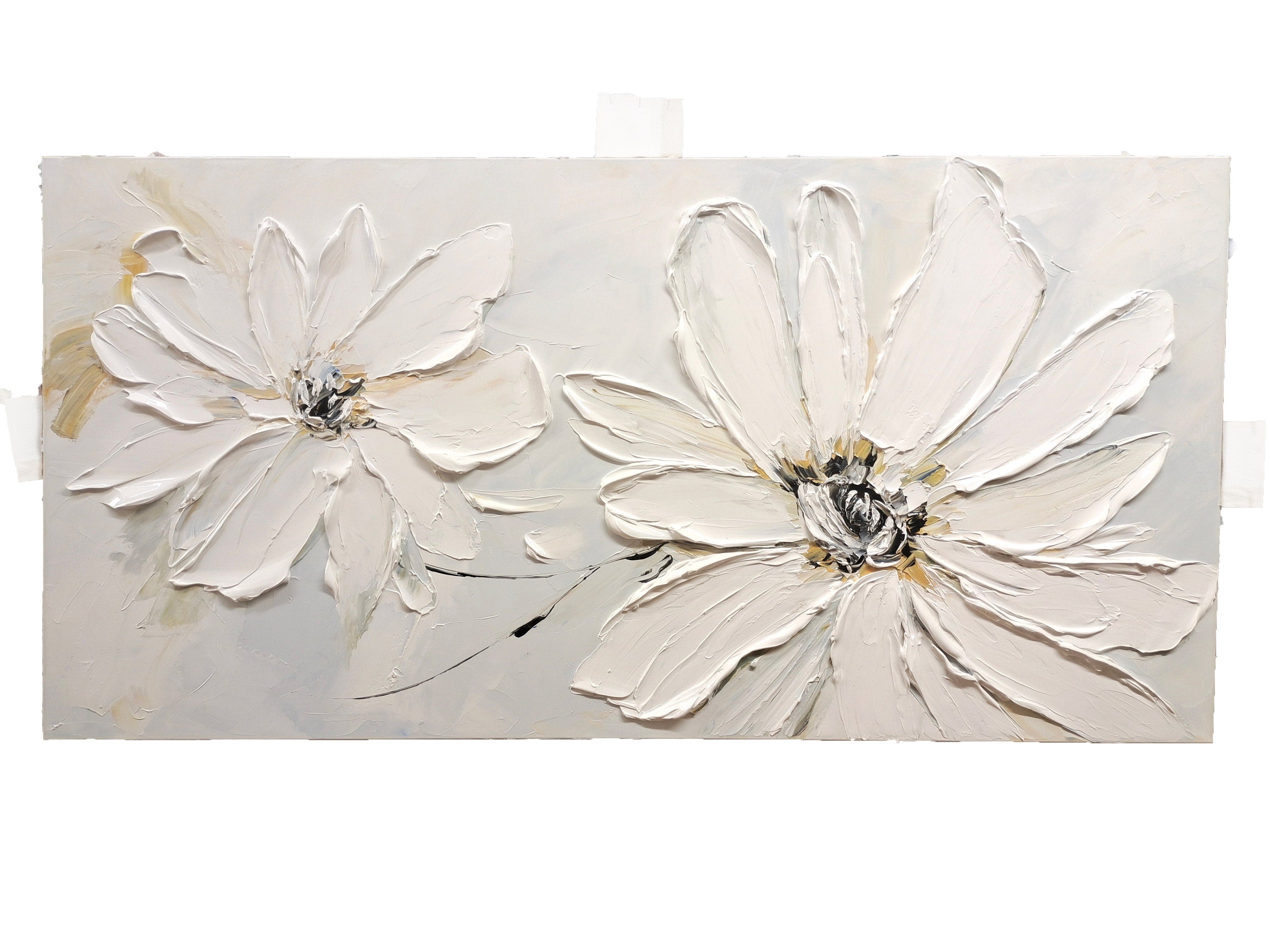 Petals in Whisper-Hand-painted 3D Floral Oil Painting, Contemporary Flower Art for Wall Decor