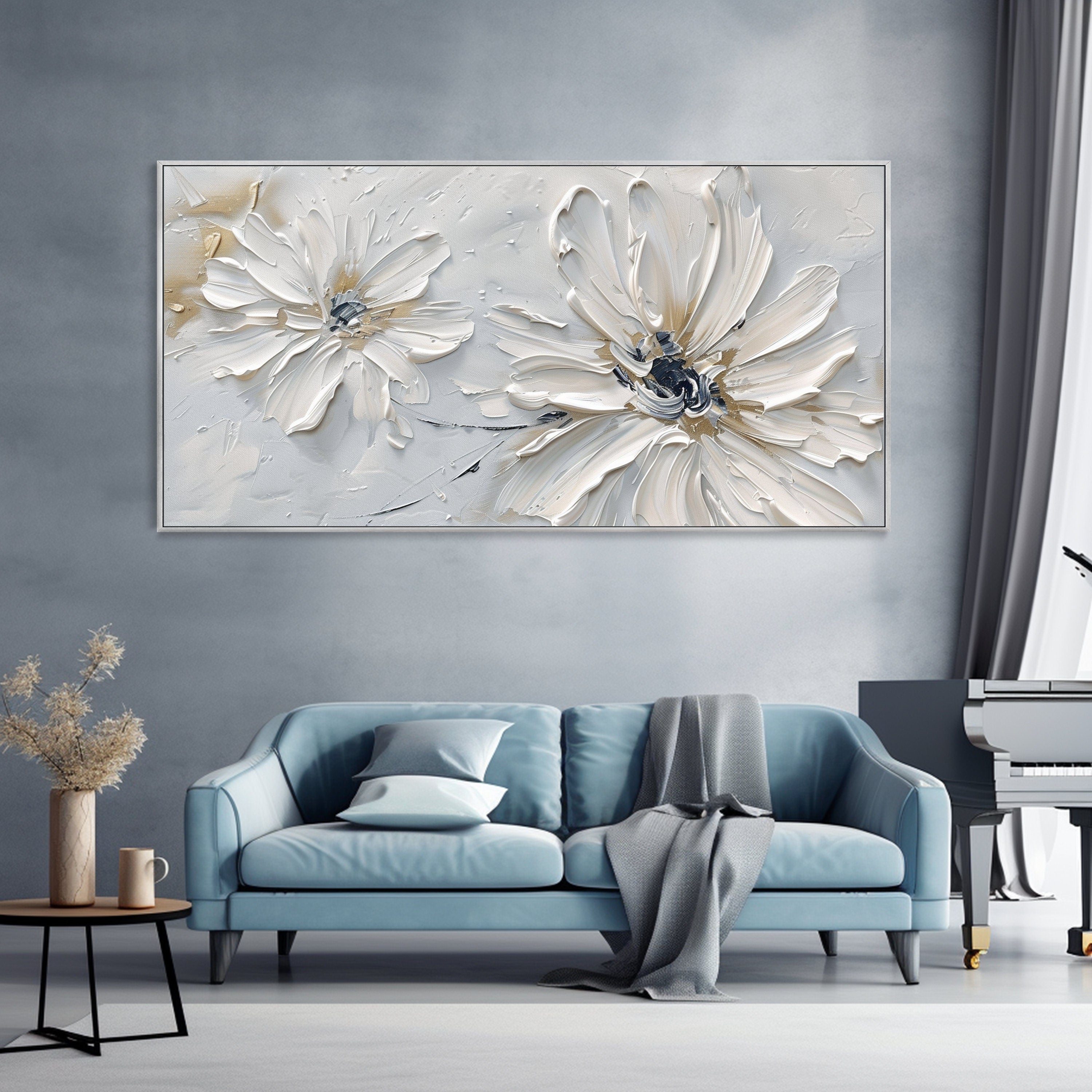 Petals in Whisper-Hand-painted 3D Floral Oil Painting, Contemporary Flower Art for Wall Decor