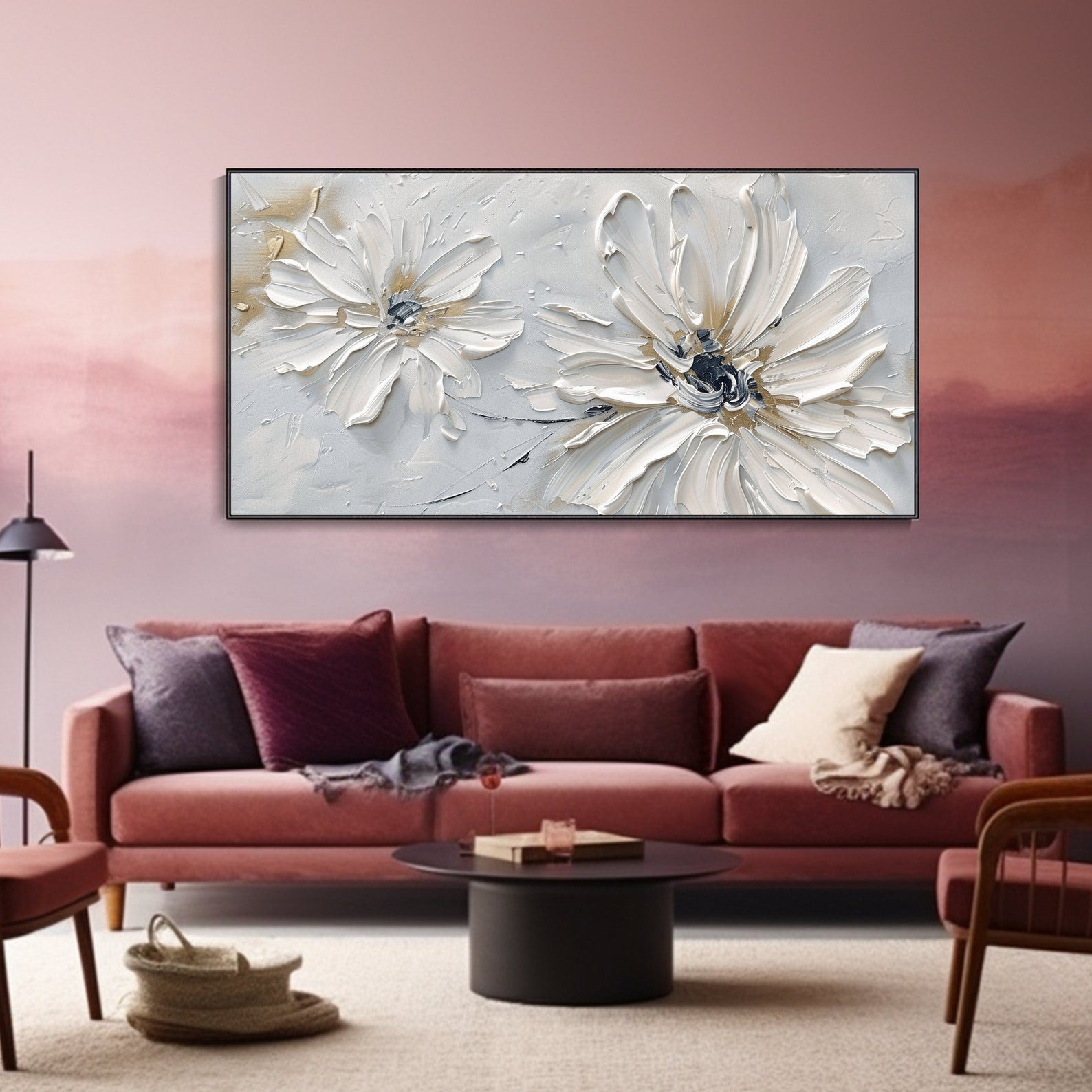 Petals in Whisper-Hand-painted 3D Floral Oil Painting, Contemporary Flower Art for Wall Decor