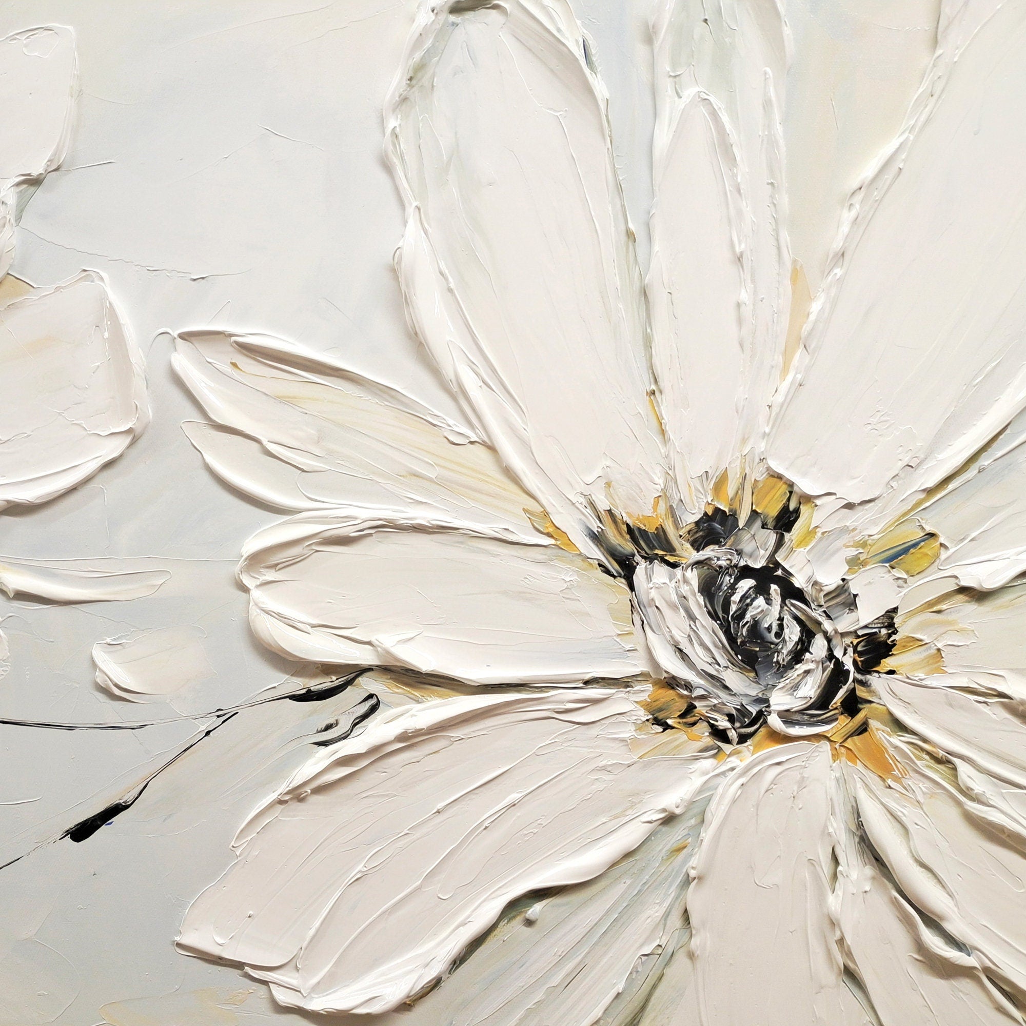 Petals in Whisper-Hand-painted 3D Floral Oil Painting, Contemporary Flower Art for Wall Decor