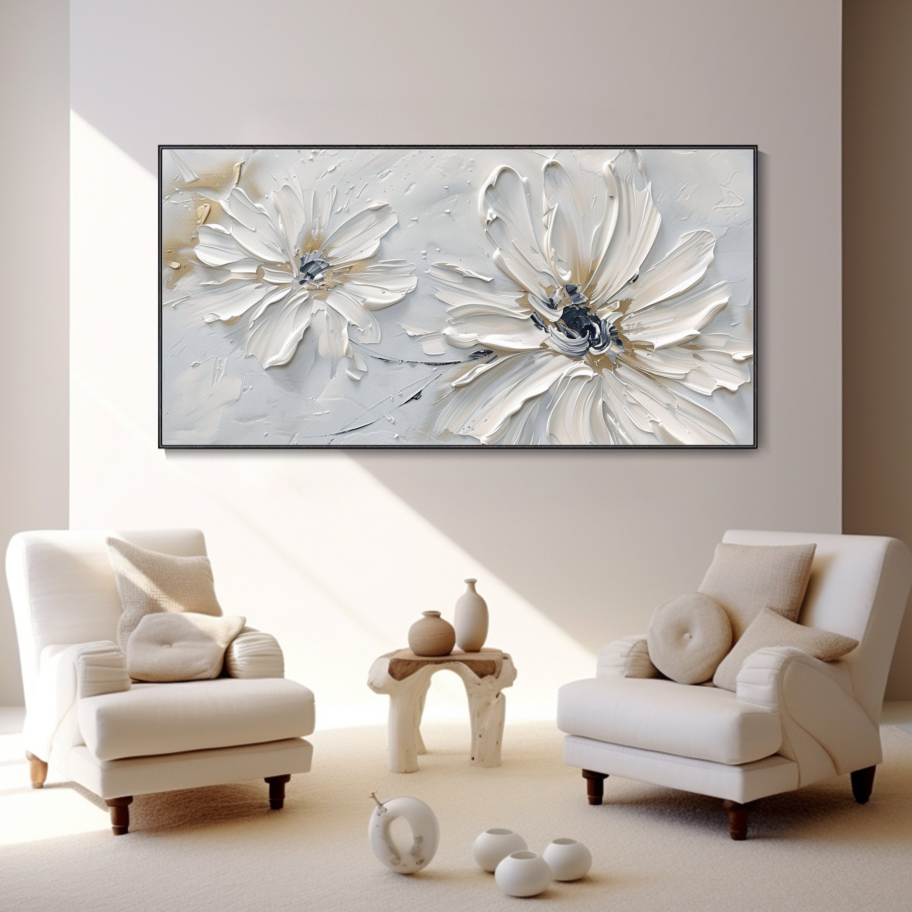 Petals in Whisper-Hand-painted 3D Floral Oil Painting, Contemporary Flower Art for Wall Decor