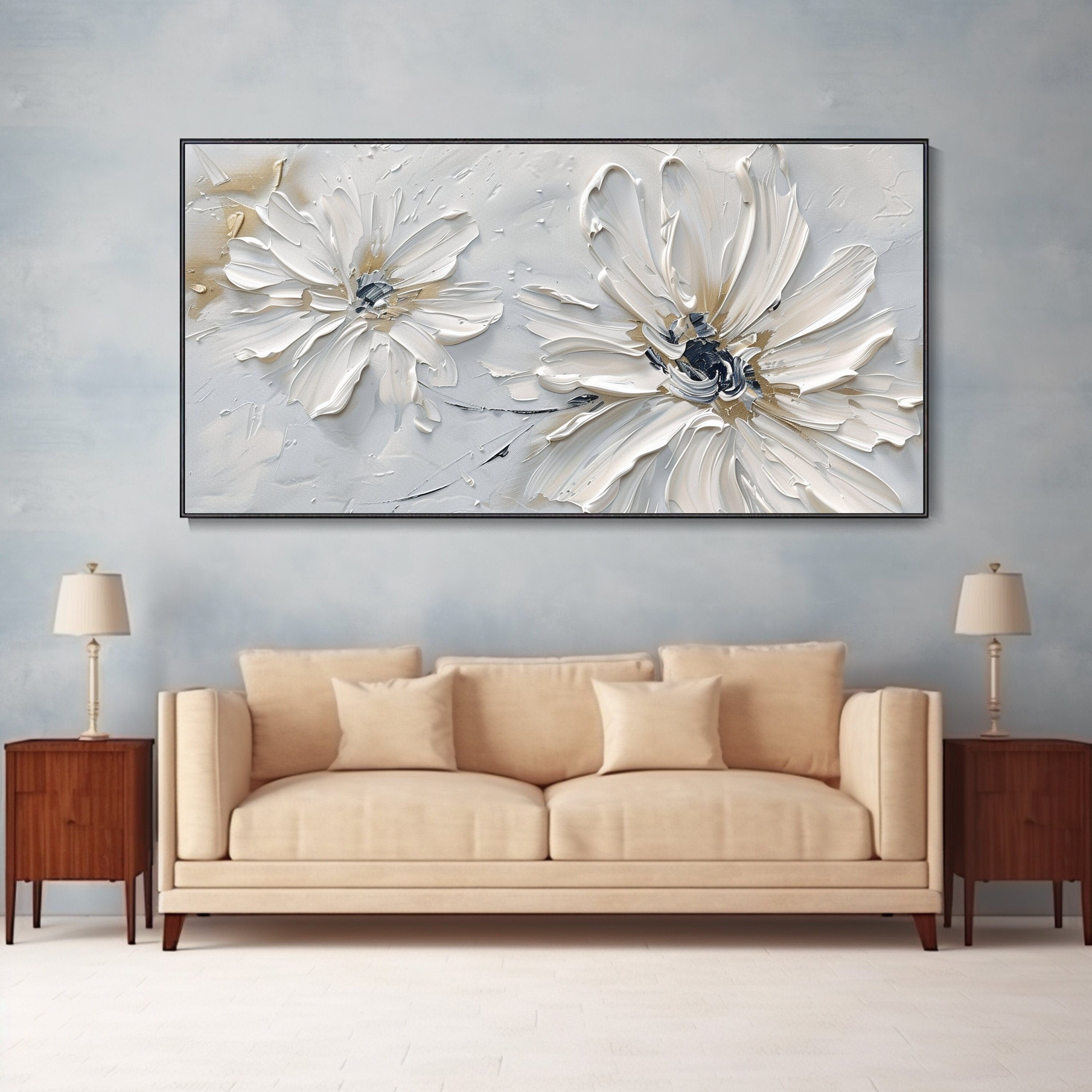 Petals in Whisper-Hand-painted 3D Floral Oil Painting, Contemporary Flower Art for Wall Decor
