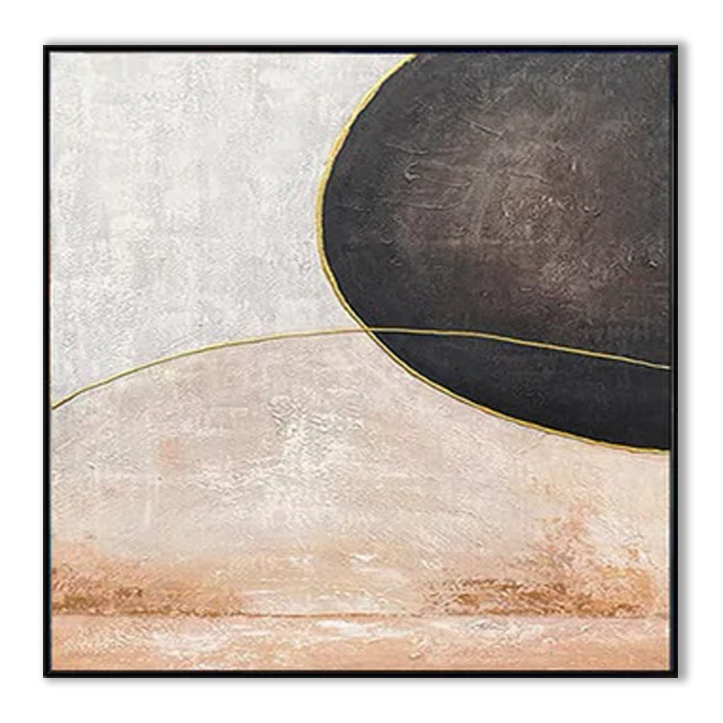 Sun and Moon Abstract Painting - Modern Minimalist Home Decor