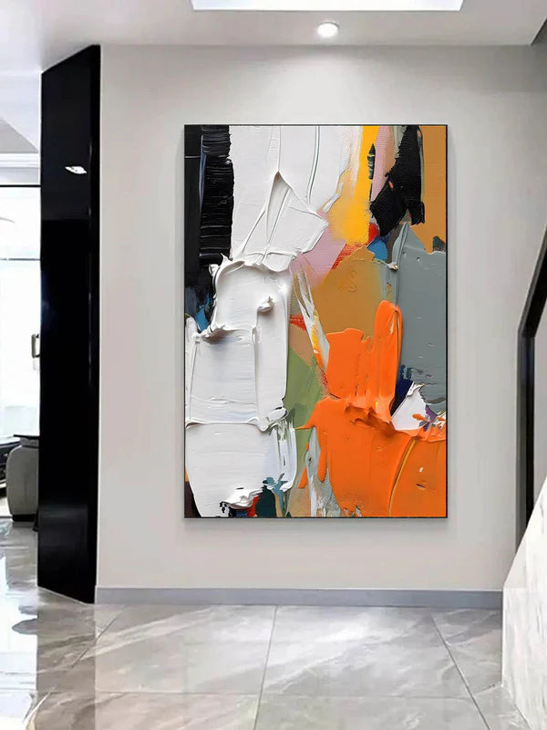 Vibrant Symphony-Colorful Vertical Abstract Canvas Painting for Modern Interiors