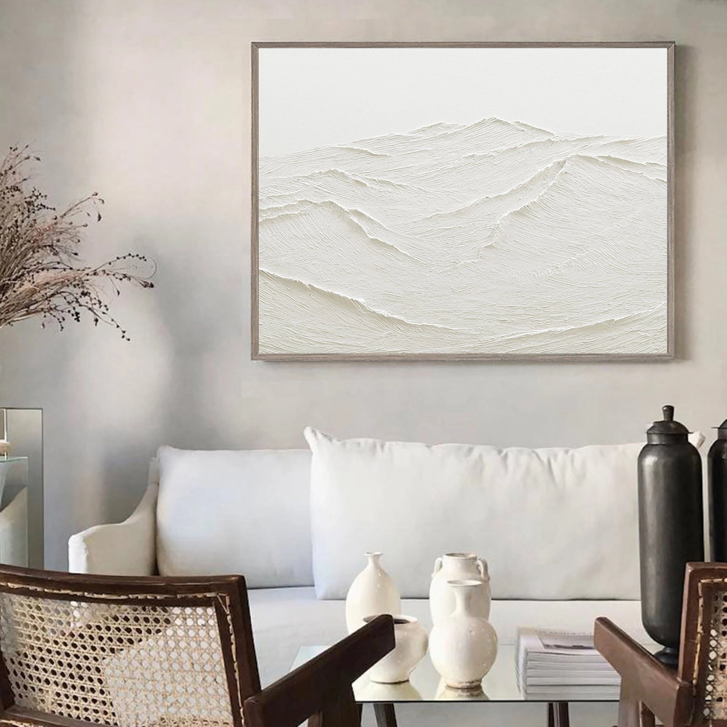 Whispering Sands-Minimalist Textured Abstract Oil Painting in Neutral Tones