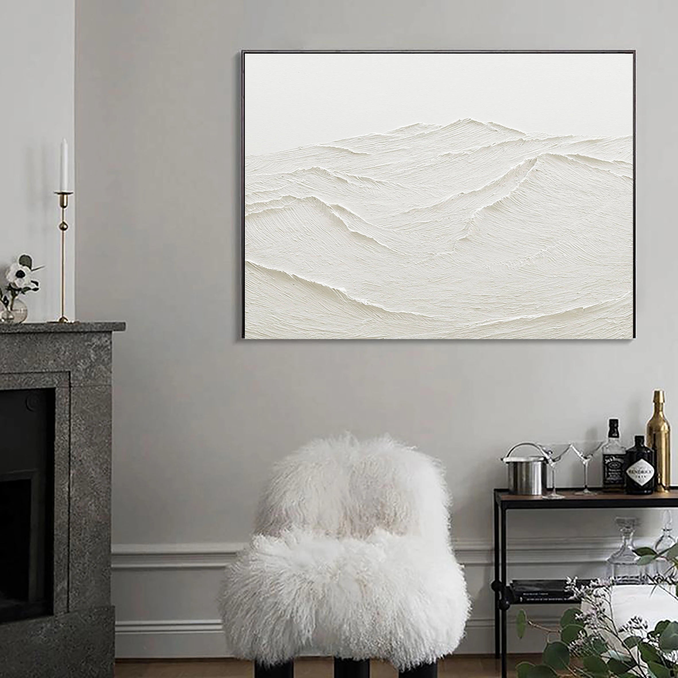 Whispering Sands-Minimalist Textured Abstract Oil Painting in Neutral Tones