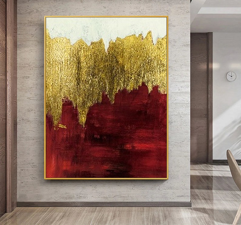 Abstract Red and Gold Textured Layer Wall Art