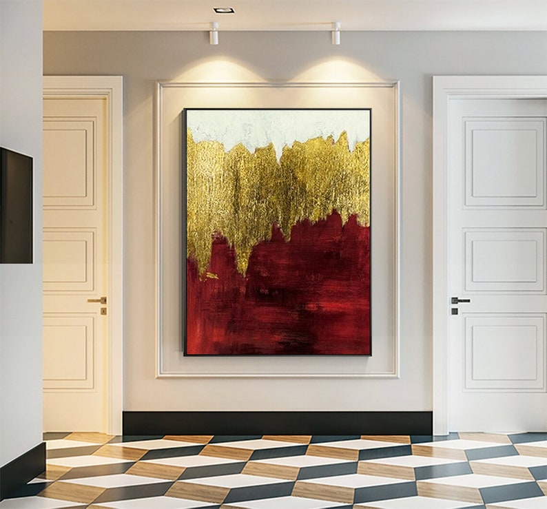 Goldtouch / Red - Luxurious Textured Abstract Painting for Modern Interiors