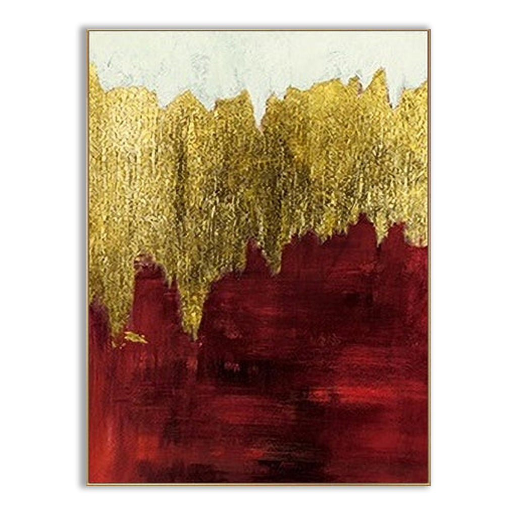 Goldtouch / Red - Luxurious Textured Abstract Painting for Modern Interiors