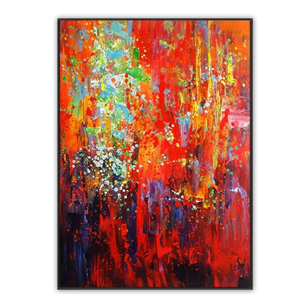 Passion – Bold Abstract Oil Painting with Fiery Red & Textured Brushwork