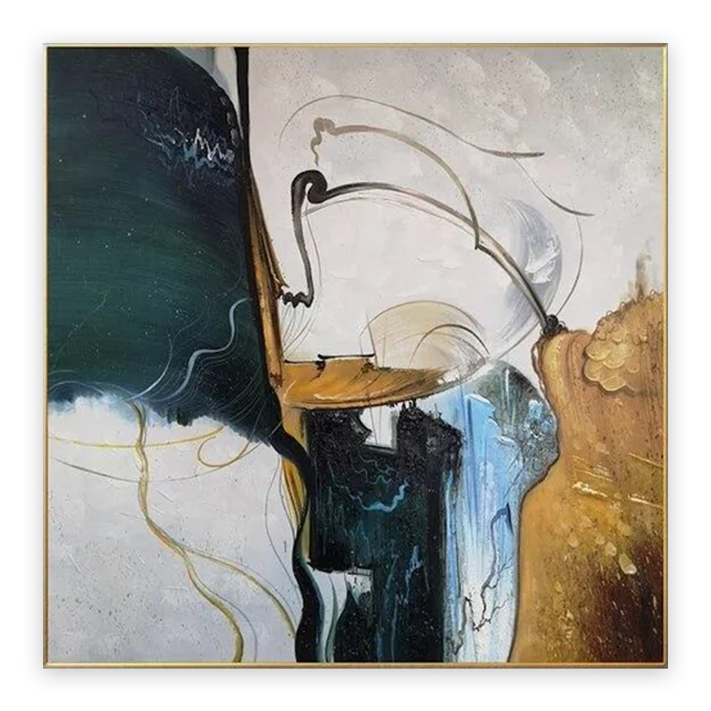 Remembering the Past-Modern Textured Abstract Oil Painting for Home Wall Decor