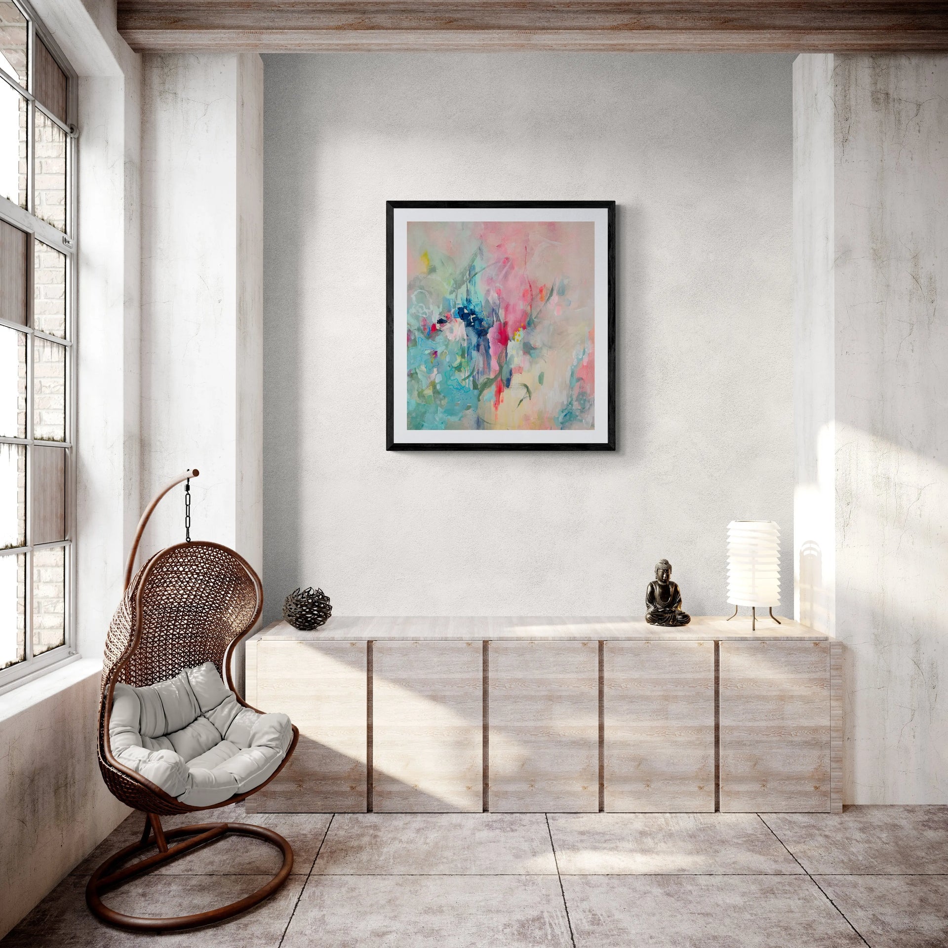 Whispering Blooms - Soft Abstract Floral Painting for Modern Wall Decor